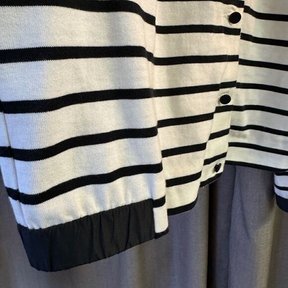 Marc Cain striped button up cotton knit jacket - N4 L - Picture 6 of 11